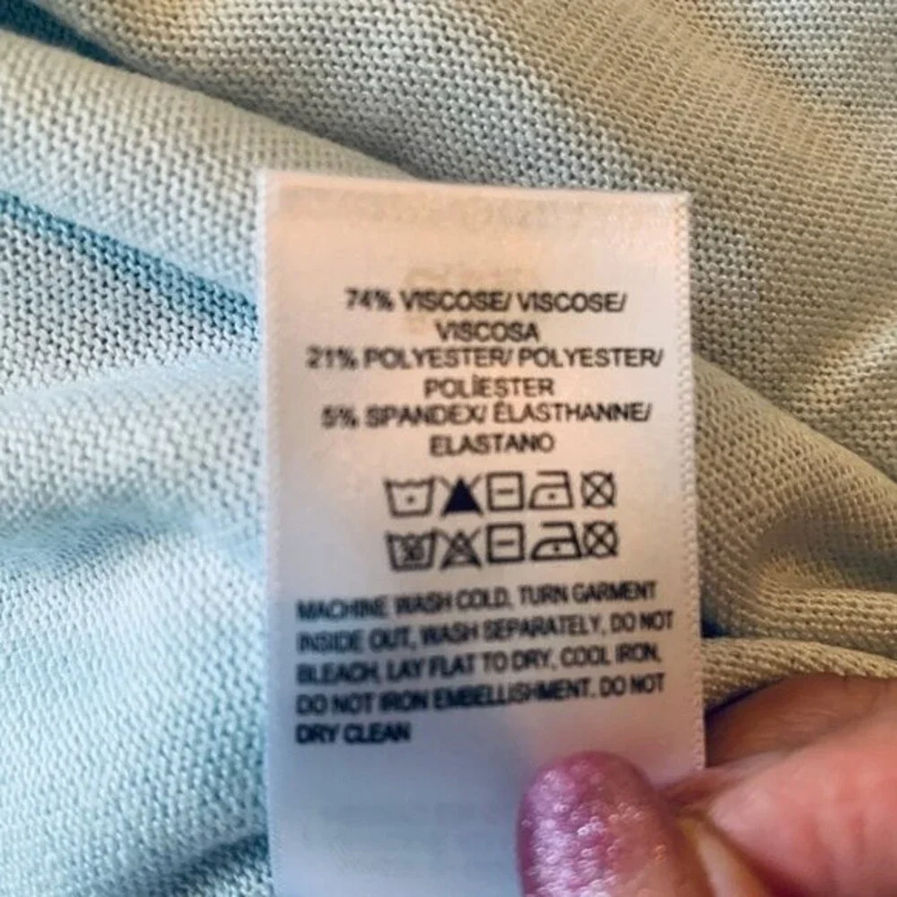 Lucky Brand light blue sweater women  turtleneck long sleeve tunic size M boho - Picture 4 of 9